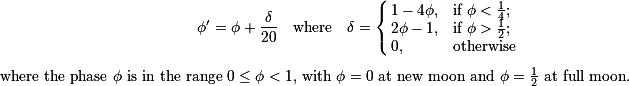 moon phase adjustment equation